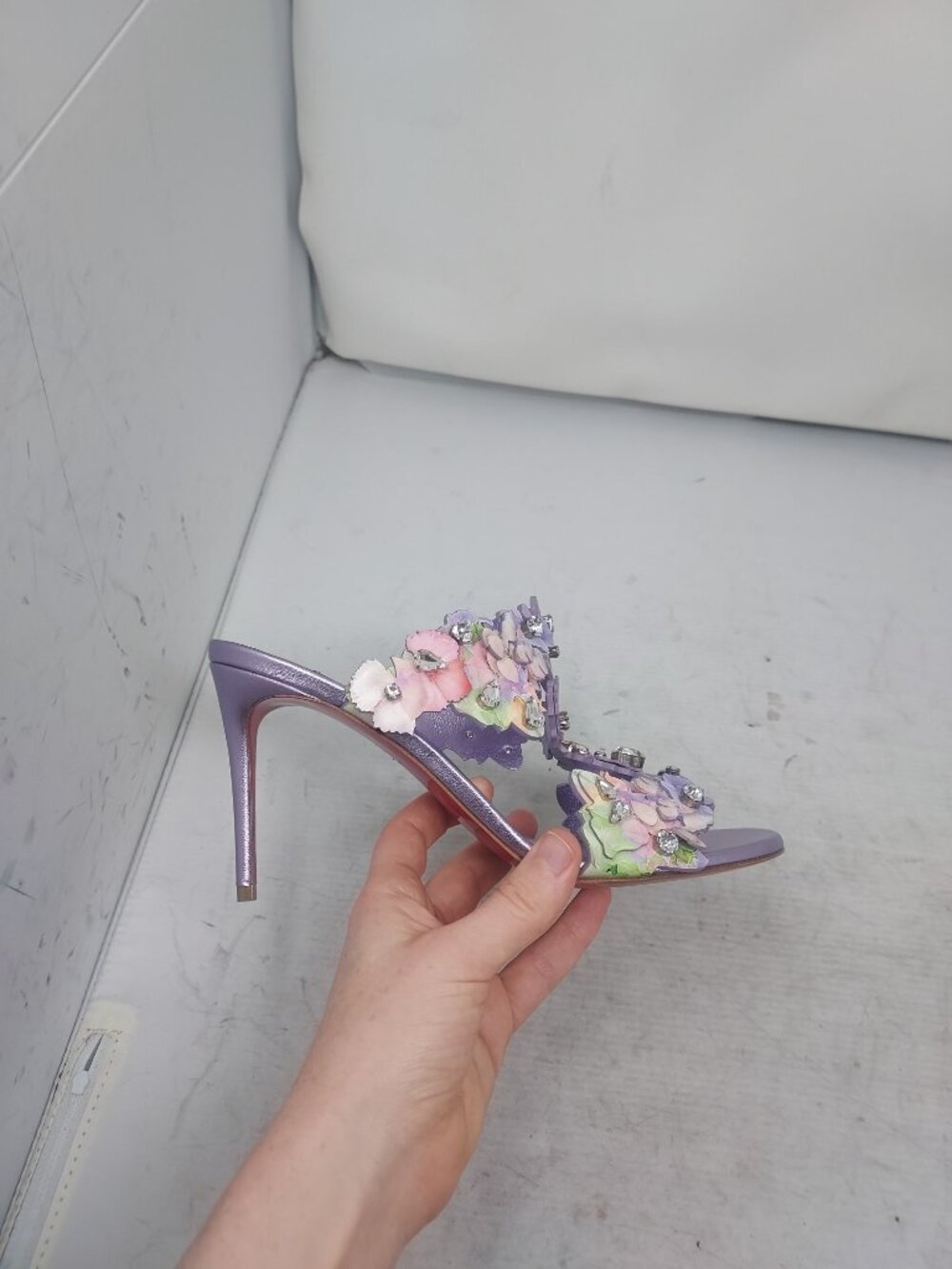 Christian Louboutin Purple Flora Jewel Heel Sandal - Picture 3 of 13